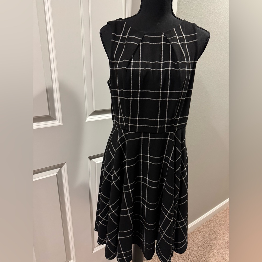 Elle Black and White Plaid Midi Dress